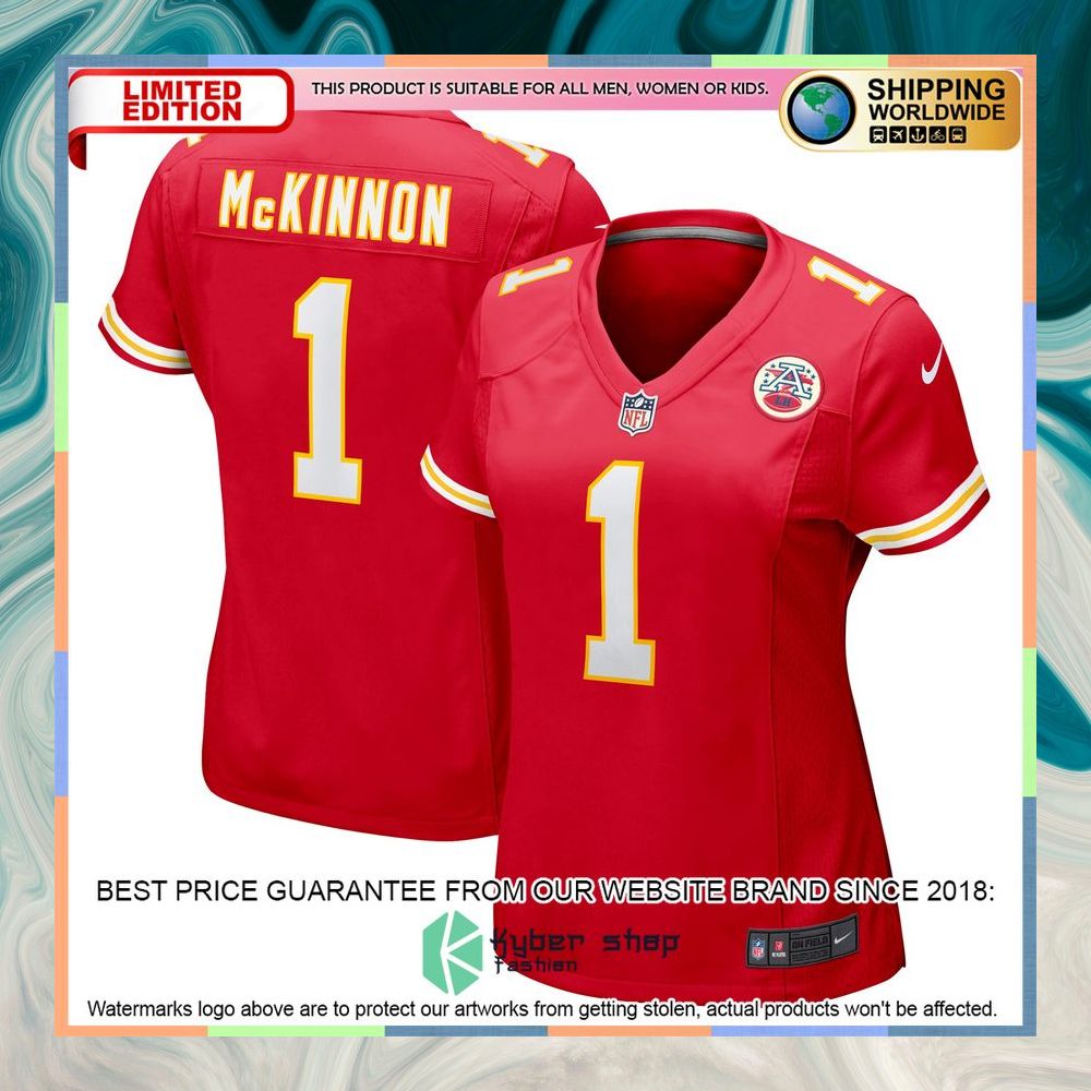 Jerick McKinnon Kansas City Chiefs Women's Red Football Jersey 8 Jerick McKinnon Kansas City Chiefs Women's Red Football Jersey word1