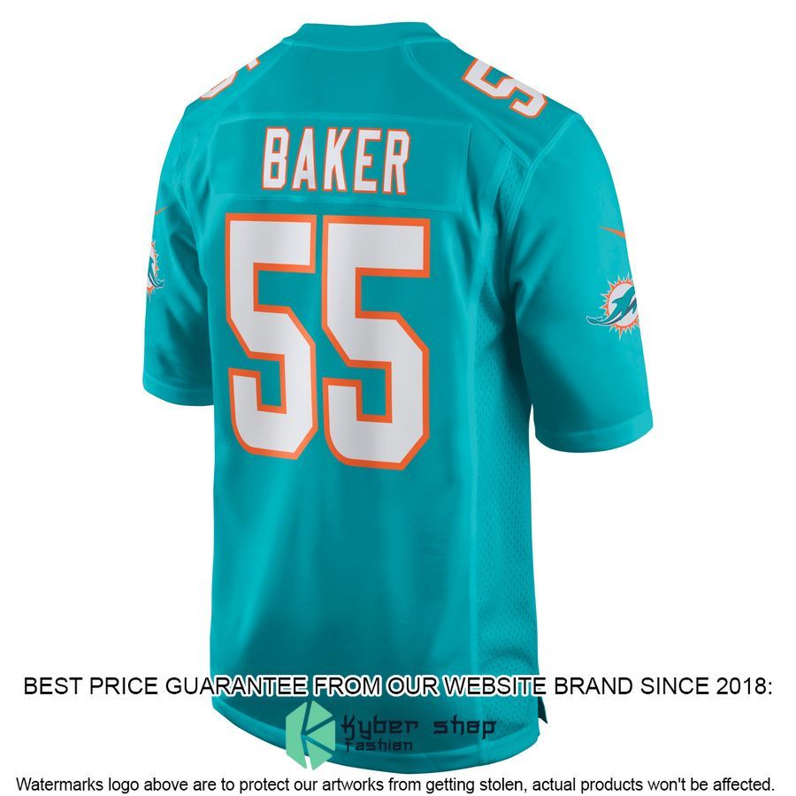 Jerome Baker Miami Dolphins Aqua Football Jersey 3 Jerome Baker Miami Dolphins Aqua Football Jersey word2