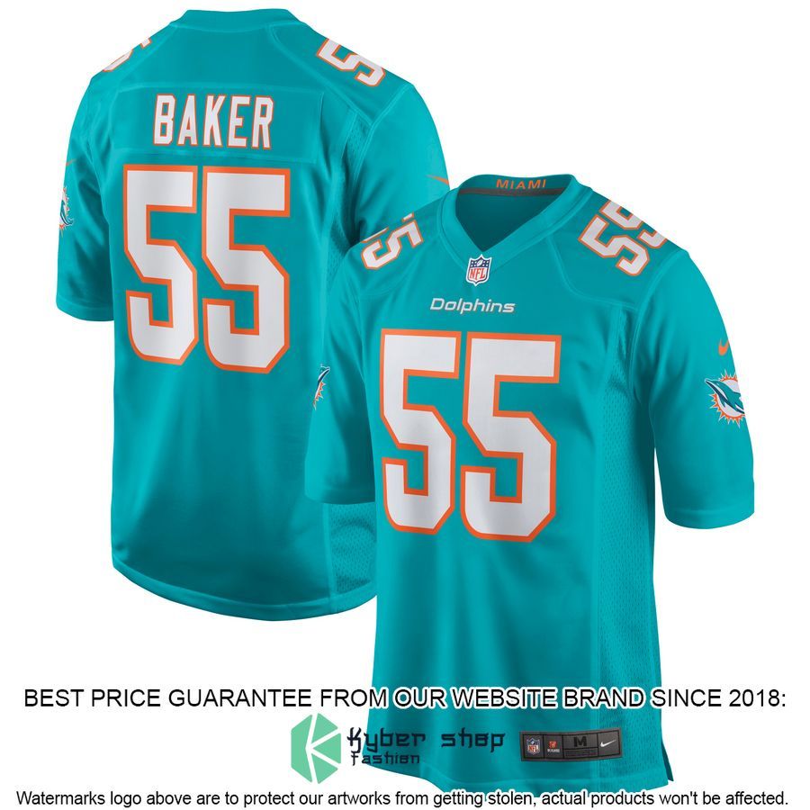 Jerome Baker Miami Dolphins Aqua Football Jersey 4 Jerome Baker Miami Dolphins Aqua Football Jersey word2
