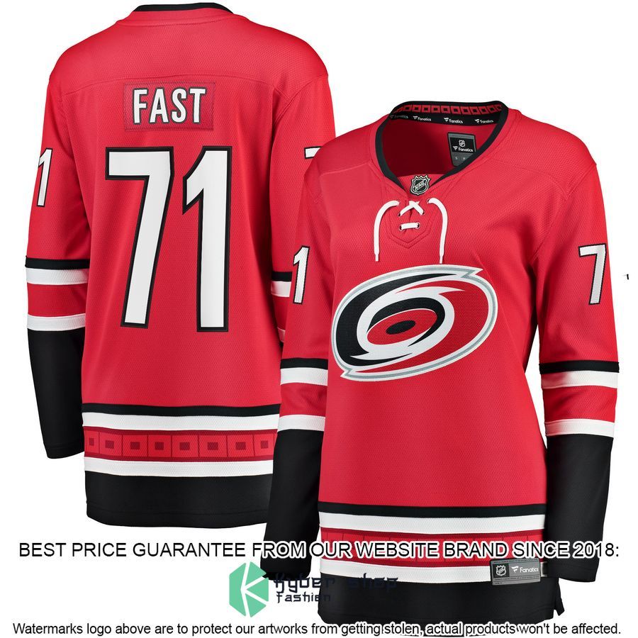 Jesper Fast Carolina Hurricanes Women's Red Hockey Jersey