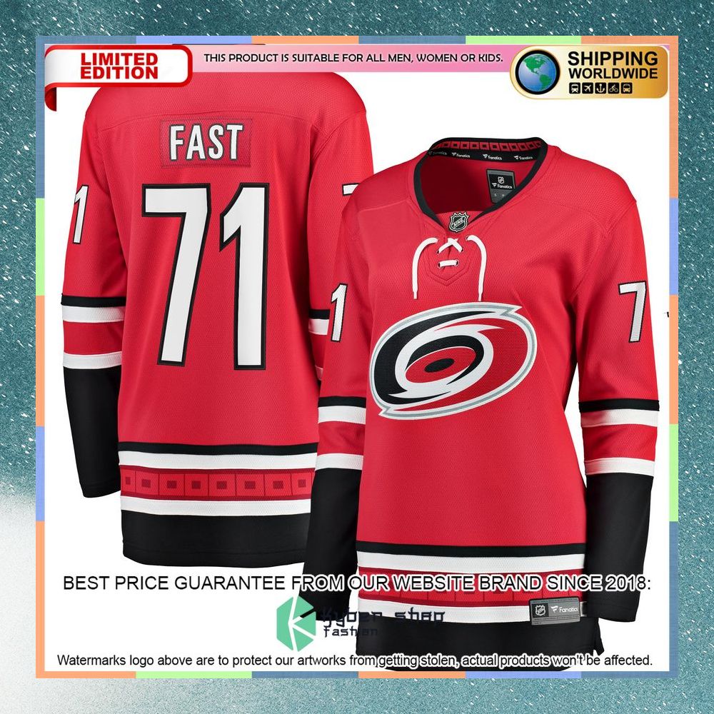 Jesper Fast Carolina Hurricanes Women's Red Hockey Jersey 5 Jesper Fast Carolina Hurricanes Women's Red Hockey Jersey word3