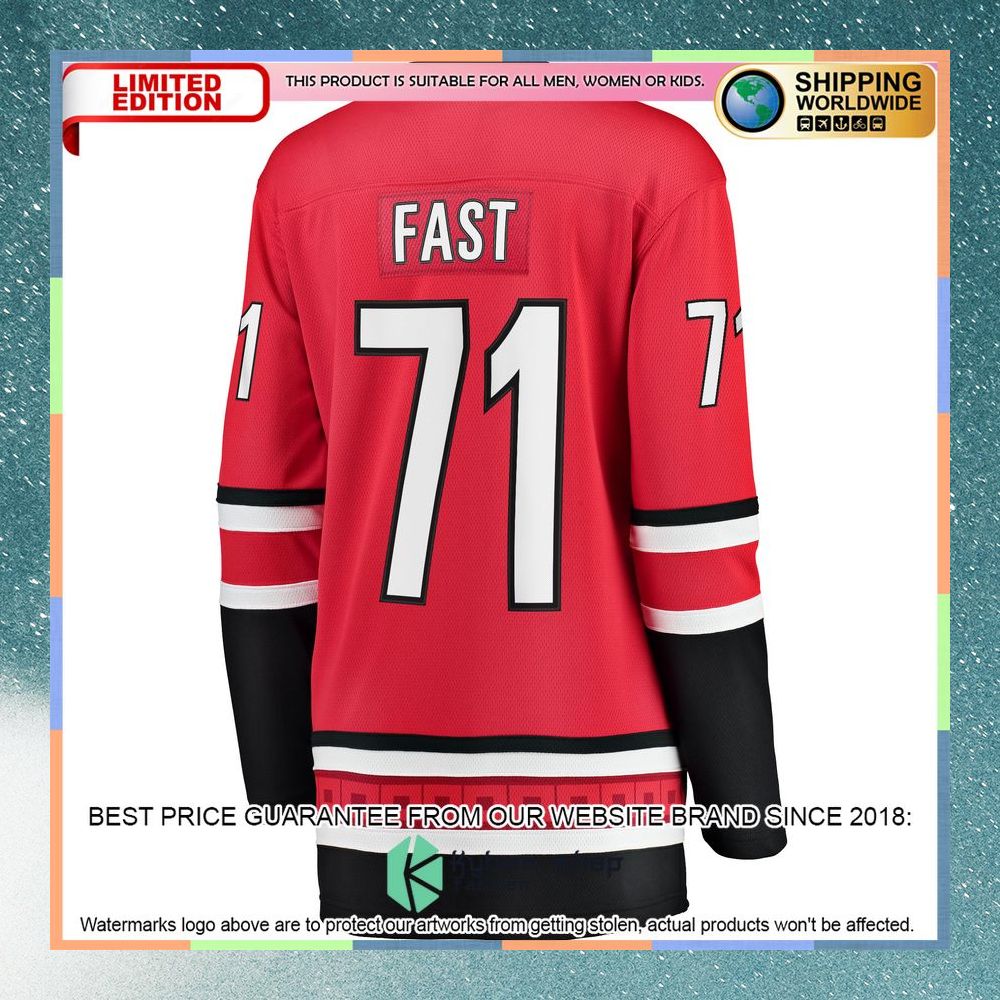 Jesper Fast Carolina Hurricanes Women's Red Hockey Jersey 7 Jesper Fast Carolina Hurricanes Women's Red Hockey Jersey word3