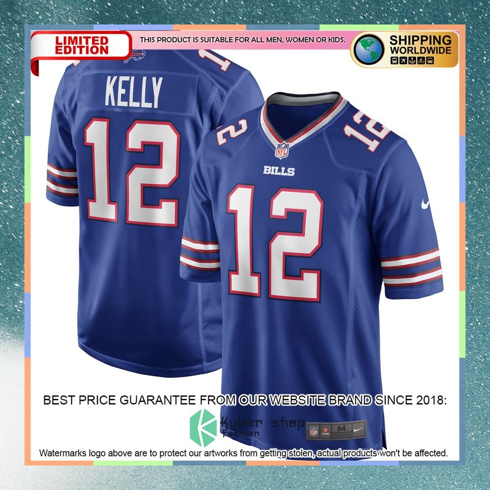 Jim Kelly Buffalo Bills Football Retired Royal Football Jersey 8 Jim Kelly Buffalo Bills Football Retired Royal Football Jersey word1