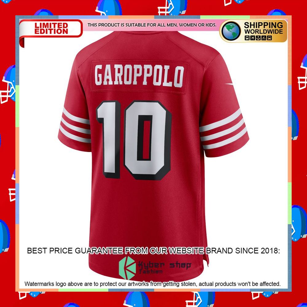 Jimmy Garoppolo San Francisco 49ers 75th Anniversary Alternate Red Football Jersey 8 Jimmy Garoppolo San Francisco 49ers 75th Anniversary Alternate Red Football Jersey word3