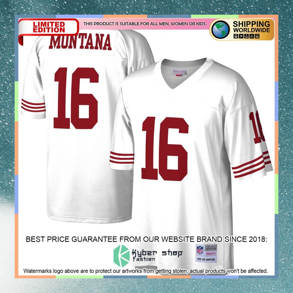 Joe Montana San Francisco 49ers Mitchell & Ness Legacy Replica White Football Jersey 5 Joe Montana San Francisco 49ers Mitchell & Ness Legacy Replica White Football Jersey word3
