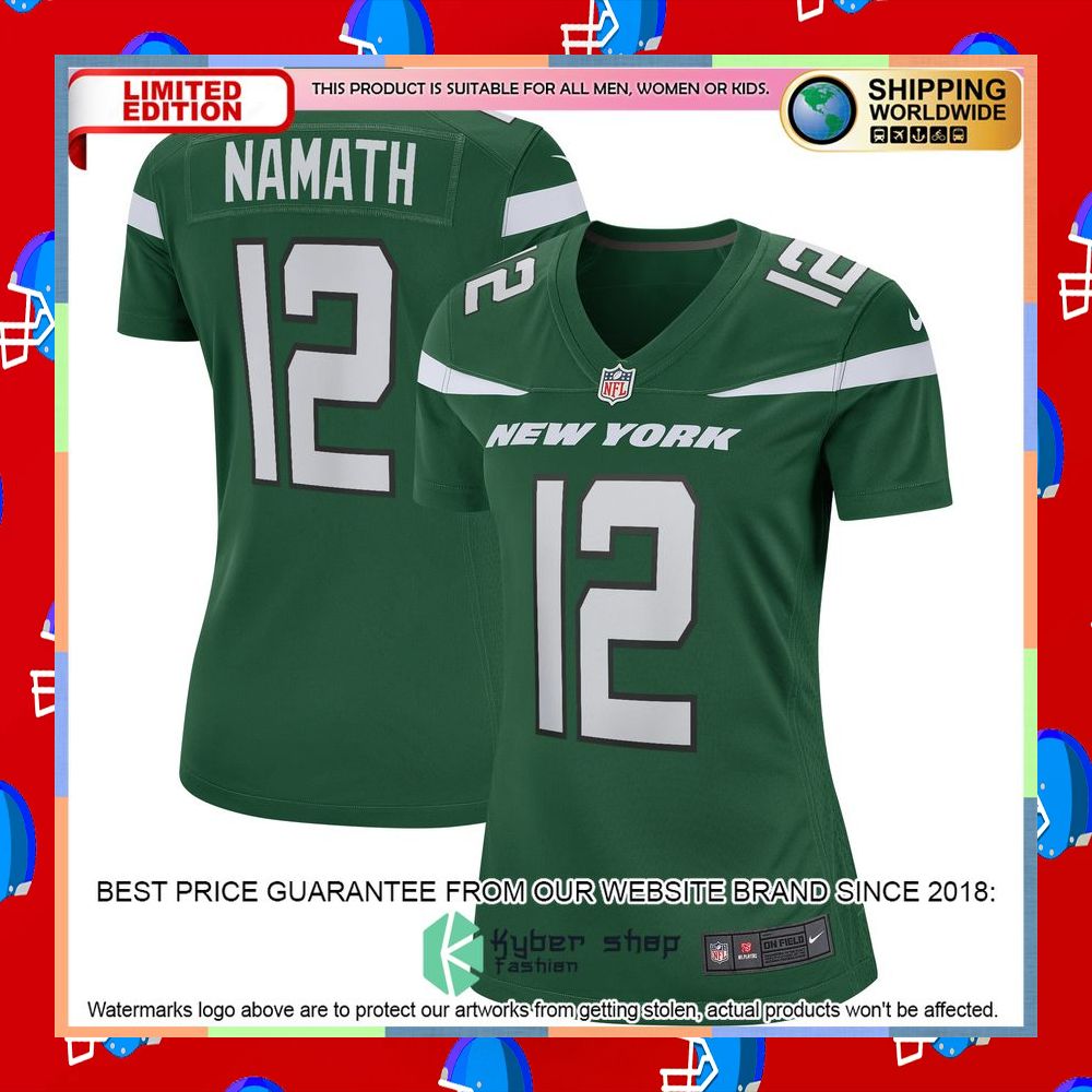 Joe Namath New York Jets Women's Gotham Green Football Jersey 9 Joe Namath New York Jets Women's Gotham Green Football Jersey word2