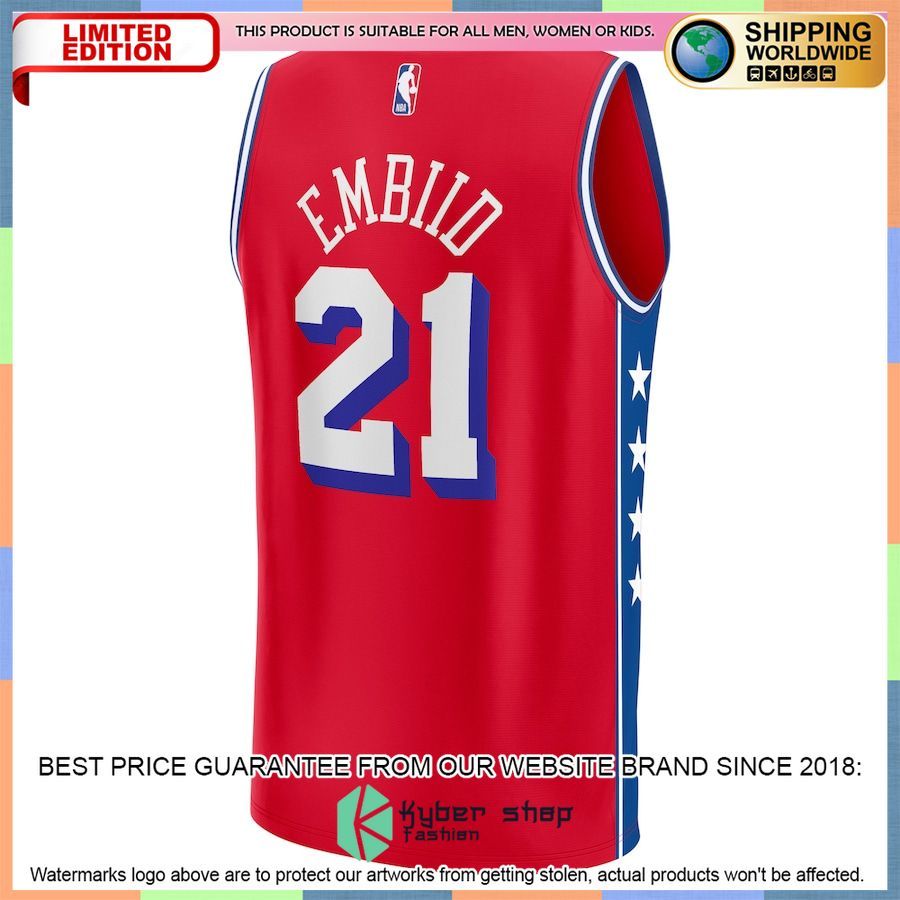 Joel Embiid Philadelphia 76ers 2022-23 Player Red Basketball Jersey 3 Joel Embiid Philadelphia 76ers 2022-23 Player Red Basketball Jersey word2