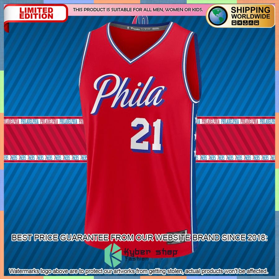Joel Embiid Philadelphia 76ers 2022-23 Player Red Basketball Jersey 5 Joel Embiid Philadelphia 76ers 2022-23 Player Red Basketball Jersey word2