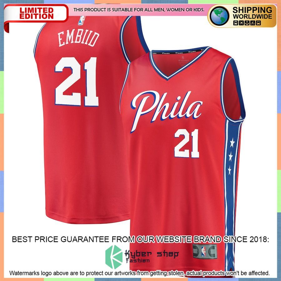 Joel Embiid Philadelphia 76ers Red Basketball Jersey