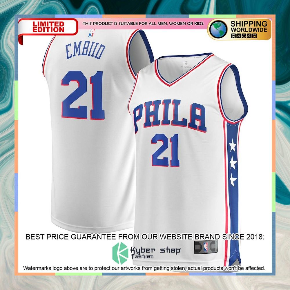 Joel Embiid Philadelphia 76ers Youth 2019-20 Player White Basketball Jersey 4 Joel Embiid Philadelphia 76ers Youth 2019-20 Player White Basketball Jersey word2