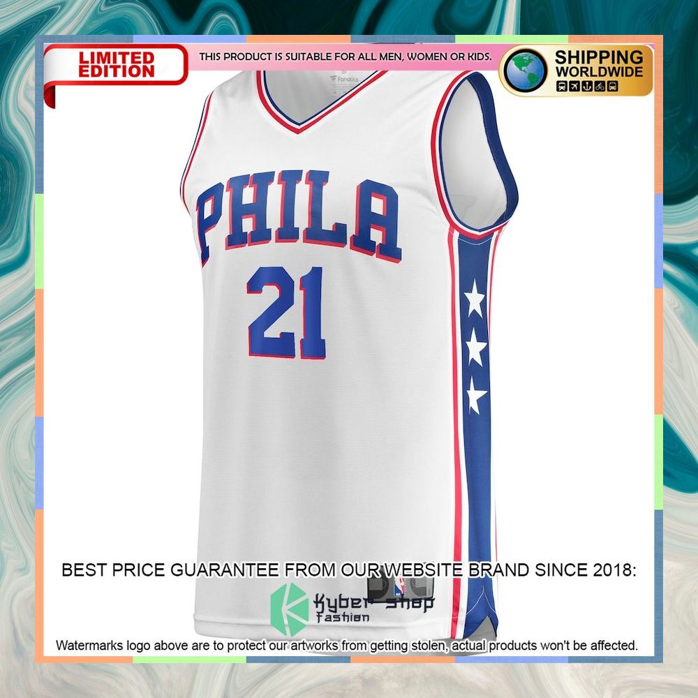 Joel Embiid Philadelphia 76ers Youth 2019-20 Player White Basketball Jersey 5 Joel Embiid Philadelphia 76ers Youth 2019-20 Player White Basketball Jersey word2