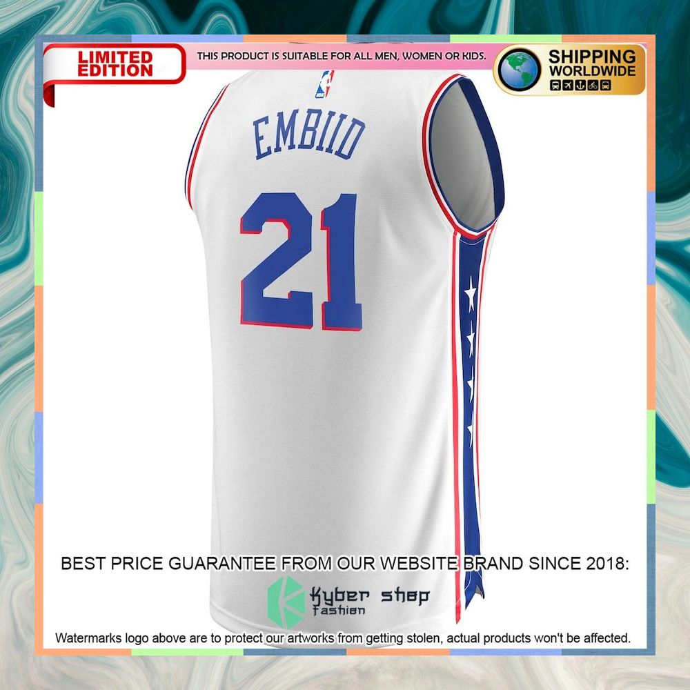 Joel Embiid Philadelphia 76ers Youth 2019-20 Player White Basketball Jersey 6 Joel Embiid Philadelphia 76ers Youth 2019-20 Player White Basketball Jersey word2