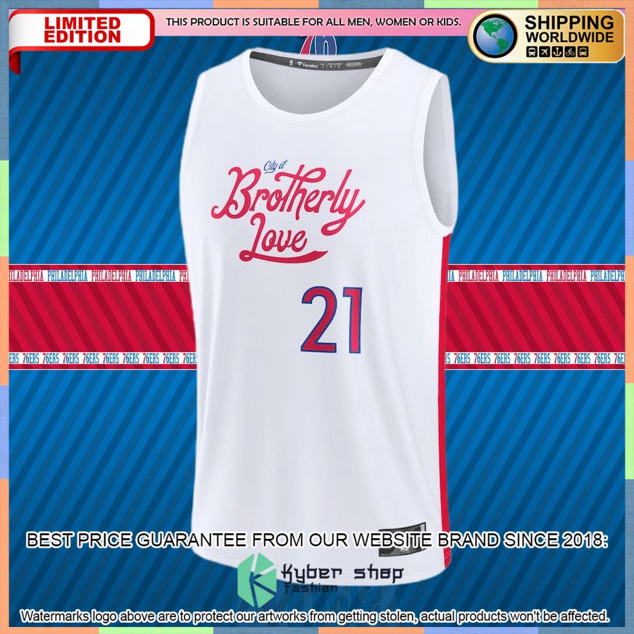 Joel Embiid Philadelphia 76ers Youth 2022-23 White Basketball Jersey 5 Joel Embiid Philadelphia 76ers Youth 2022-23 White Basketball Jersey word3
