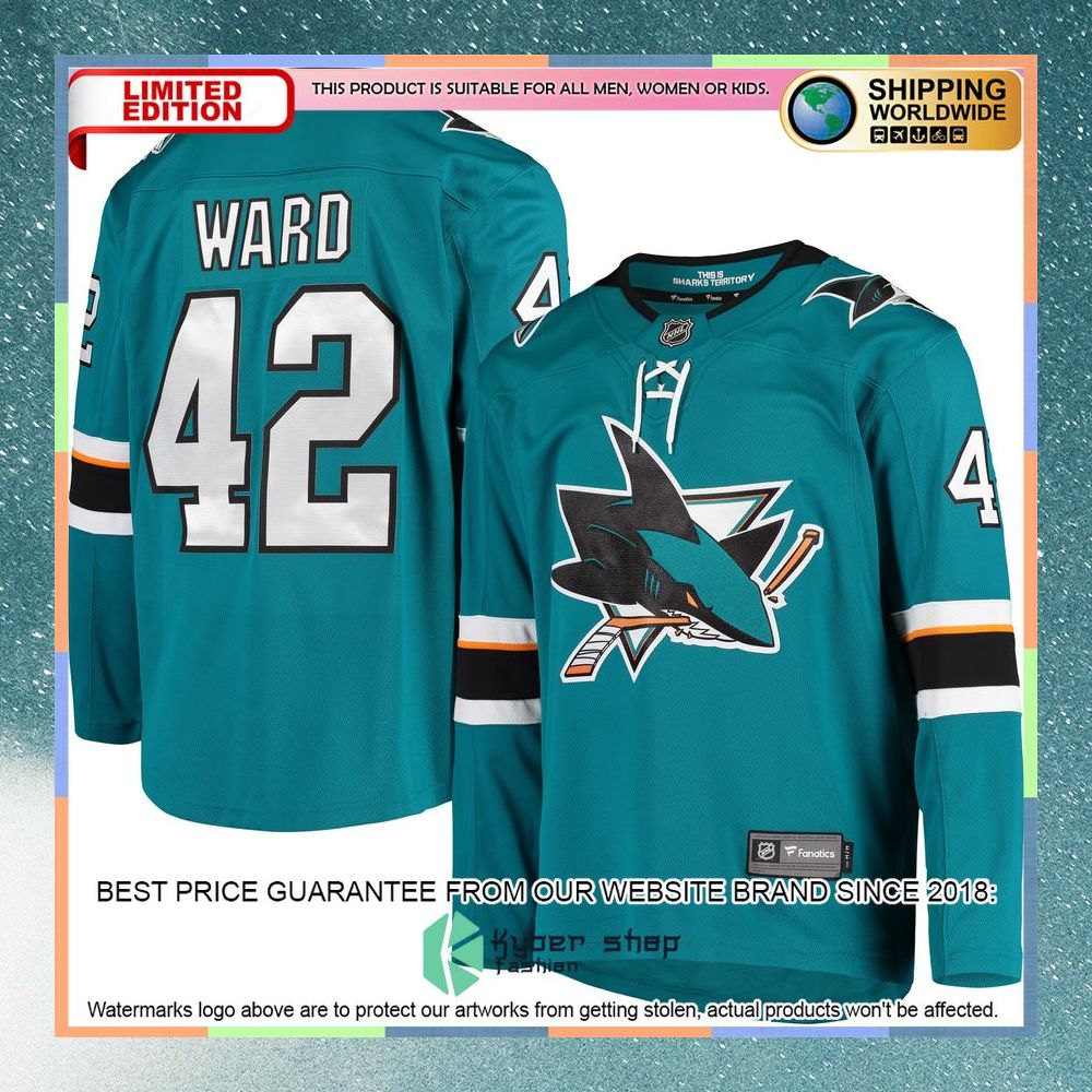 Joel Ward San Jose Sharks Teal Hockey Jersey 5 Joel Ward San Jose Sharks Teal Hockey Jersey word1