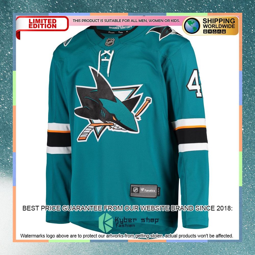 Joel Ward San Jose Sharks Teal Hockey Jersey 6 Joel Ward San Jose Sharks Teal Hockey Jersey word1