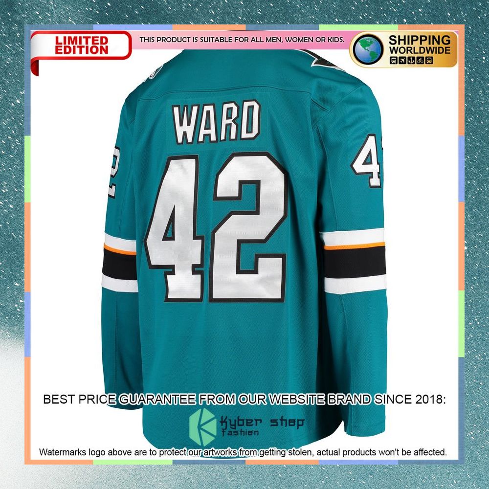 Joel Ward San Jose Sharks Teal Hockey Jersey 7 Joel Ward San Jose Sharks Teal Hockey Jersey word1