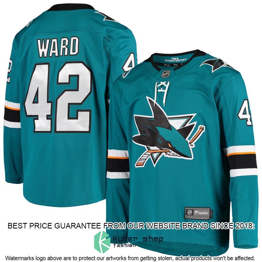 Joel Ward San Jose Sharks Teal Hockey Jersey 4 Joel Ward San Jose Sharks Teal Hockey Jersey word1