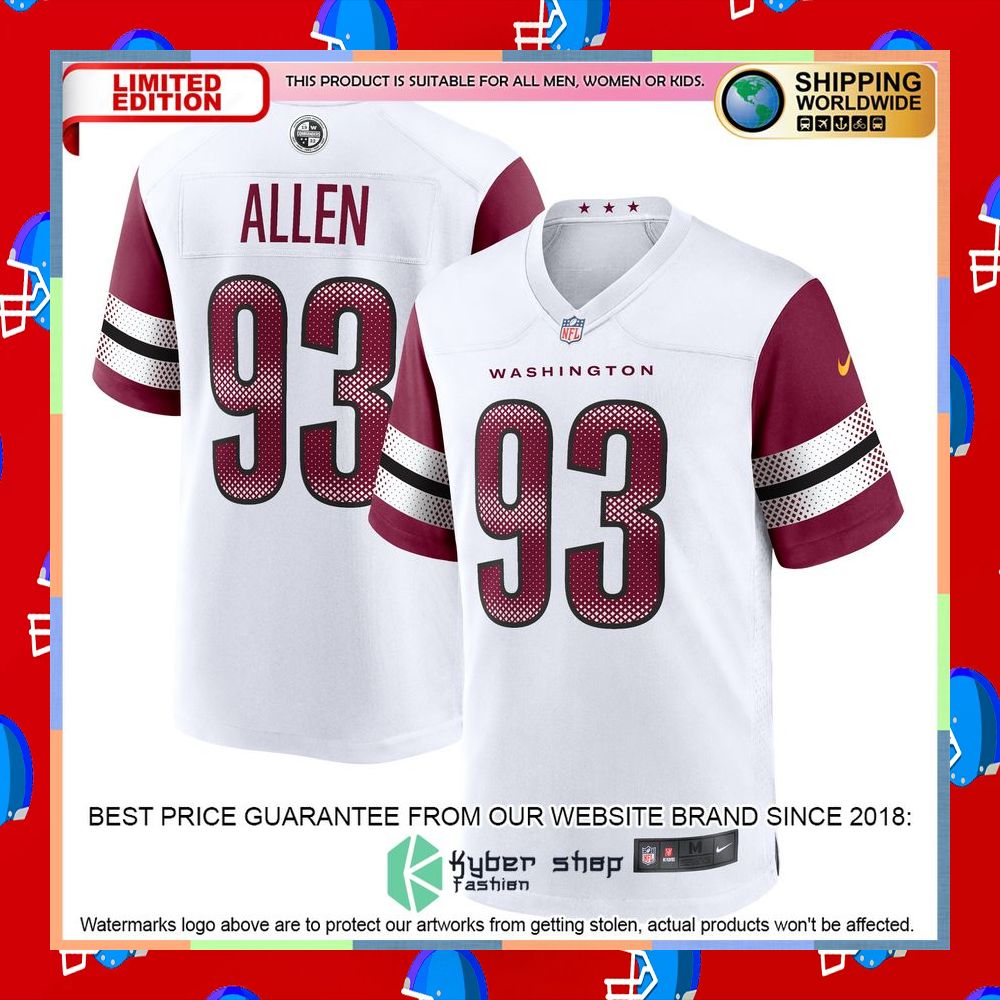 Jonathan Allen Washington Commanders White Football Jersey 5 Jonathan Allen Washington Commanders White Football Jersey word2
