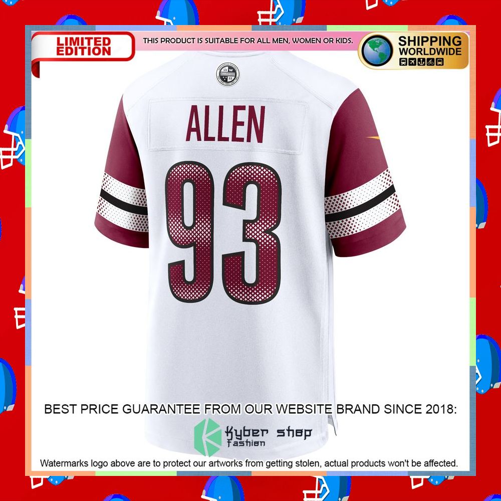 Jonathan Allen Washington Commanders White Football Jersey 7 Jonathan Allen Washington Commanders White Football Jersey word2