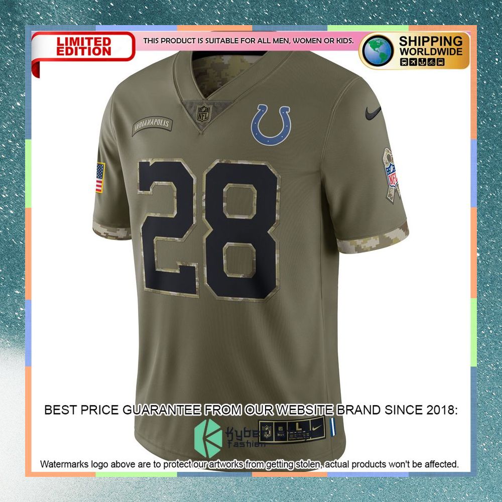 Jonathan Taylor Indianapolis Colts 2022 Salute To Service Olive Football Jersey 6 Jonathan Taylor Indianapolis Colts 2022 Salute To Service Olive Football Jersey word1