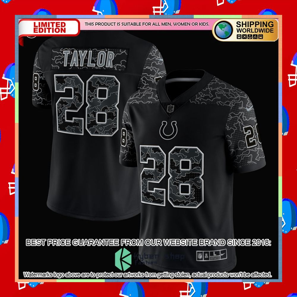 Jonathan Taylor Indianapolis Colts RFLCTV Black Football Jersey 9 Jonathan Taylor Indianapolis Colts RFLCTV Black Football Jersey word1