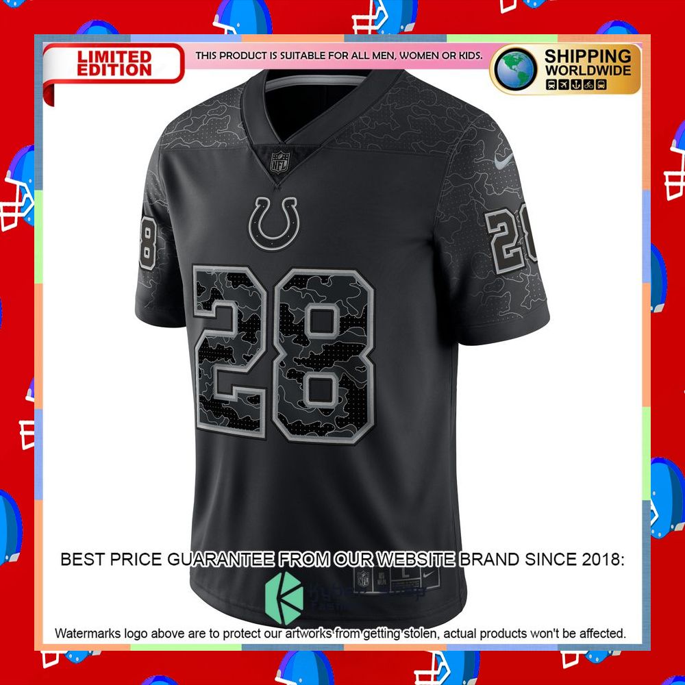 Jonathan Taylor Indianapolis Colts RFLCTV Black Football Jersey 10 Jonathan Taylor Indianapolis Colts RFLCTV Black Football Jersey word1