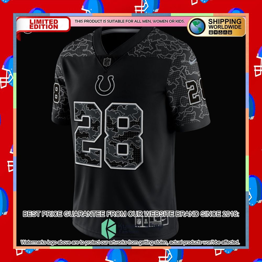 Jonathan Taylor Indianapolis Colts RFLCTV Black Football Jersey 11 Jonathan Taylor Indianapolis Colts RFLCTV Black Football Jersey word1