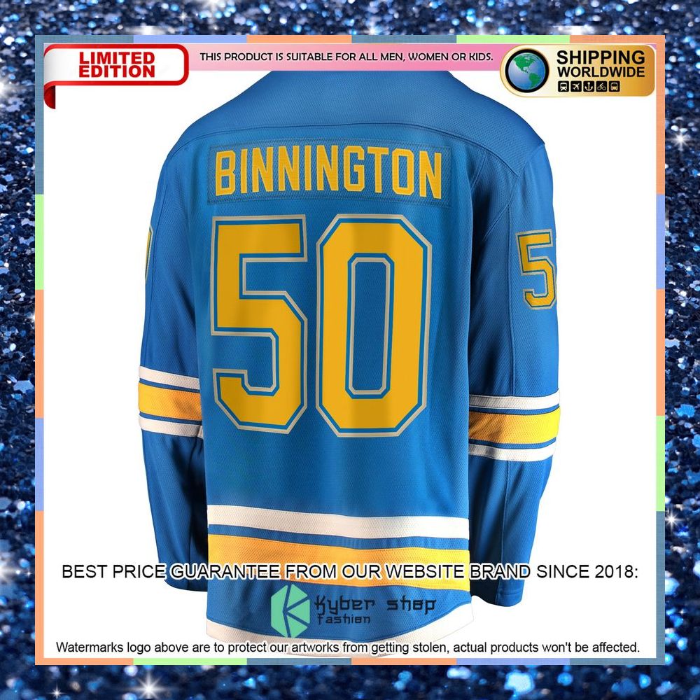 Jordan Binnington St. Louis Blues 2018-19 Alternate Premier Blue Hockey Jersey 7 Jordan Binnington St. Louis Blues 2018-19 Alternate Premier Blue Hockey Jersey word2