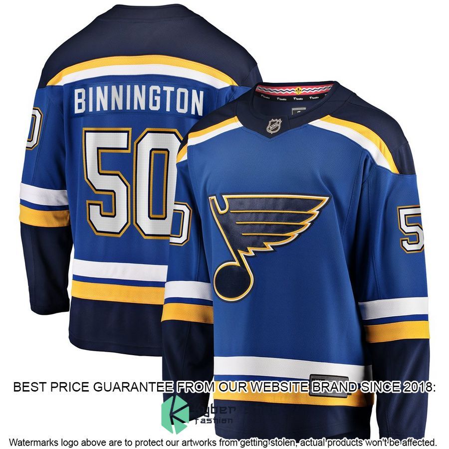 Jordan Binnington St. Louis Blues Home Premier Royal Hockey Jersey 4 Jordan Binnington St. Louis Blues Home Premier Royal Hockey Jersey word2