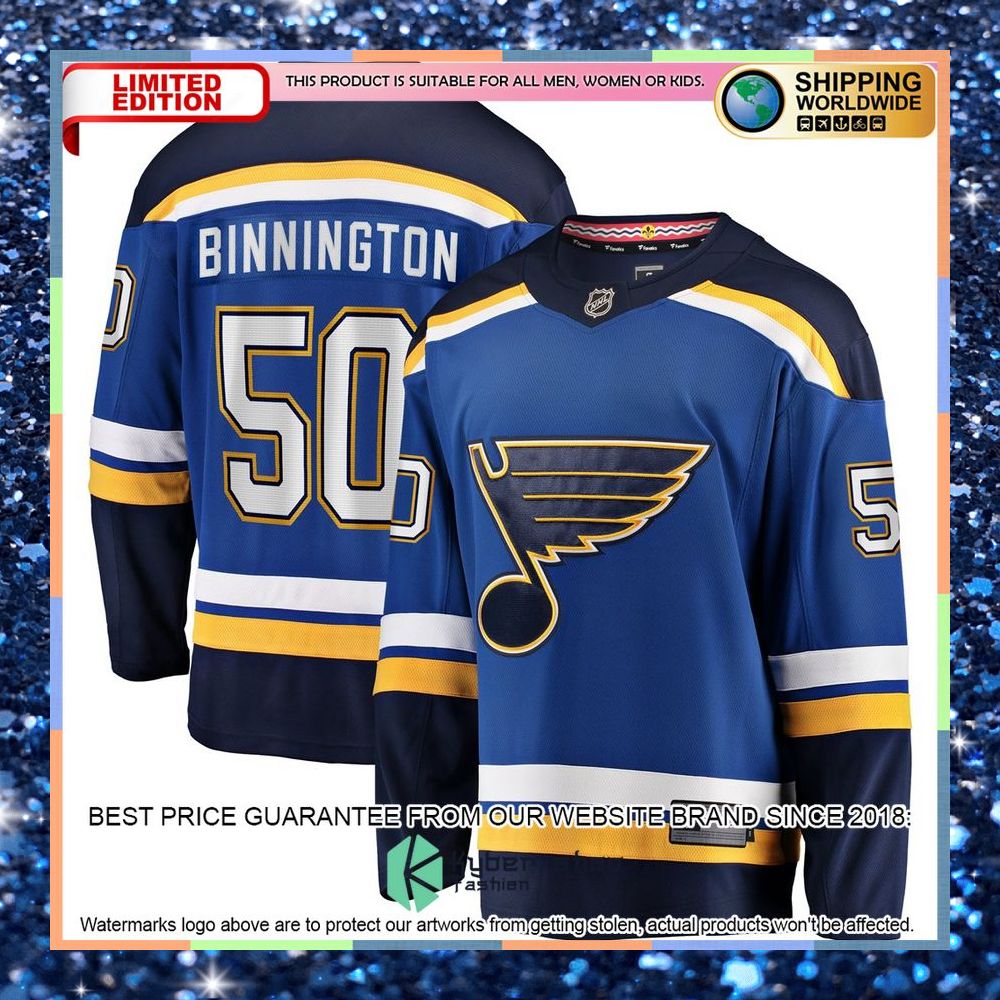 Jordan Binnington St. Louis Blues Home Premier Royal Hockey Jersey 8 Jordan Binnington St. Louis Blues Home Premier Royal Hockey Jersey word2