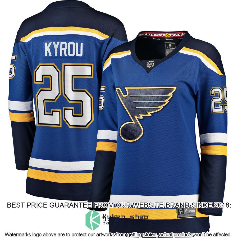 Jordan Kyrou St. Louis Blues Women's Home Blue Hockey Jersey
