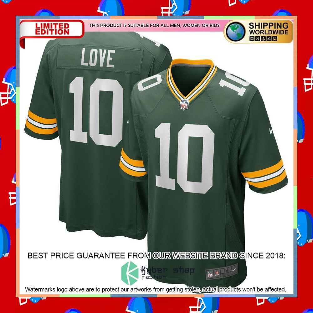 Jordan Love Green Bay Packers Green Football Jersey 8 Jordan Love Green Bay Packers Green Football Jersey word3