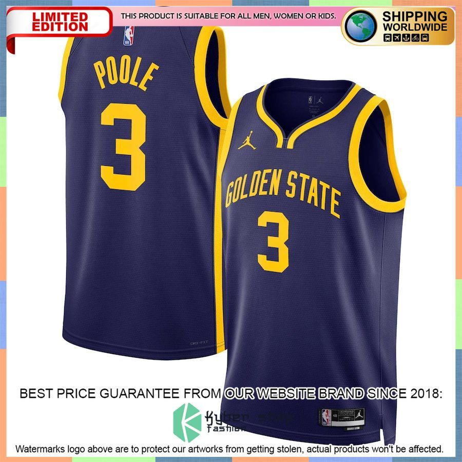 Jordan Poole Golden State Warriors Jordan Brand 2022-23 Navy Basketball Jersey