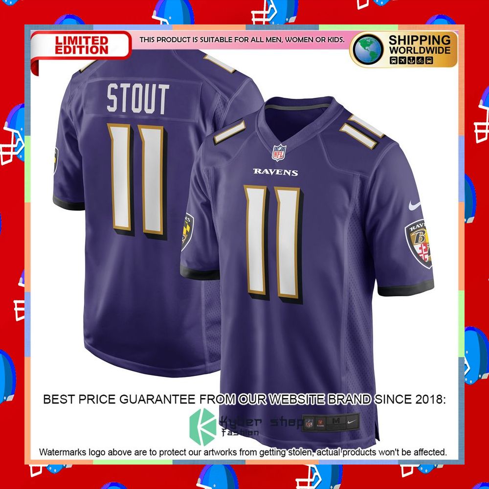 Jordan Stout Baltimore Ravens Purple Football Jersey 8 Jordan Stout Baltimore Ravens Purple Football Jersey word2