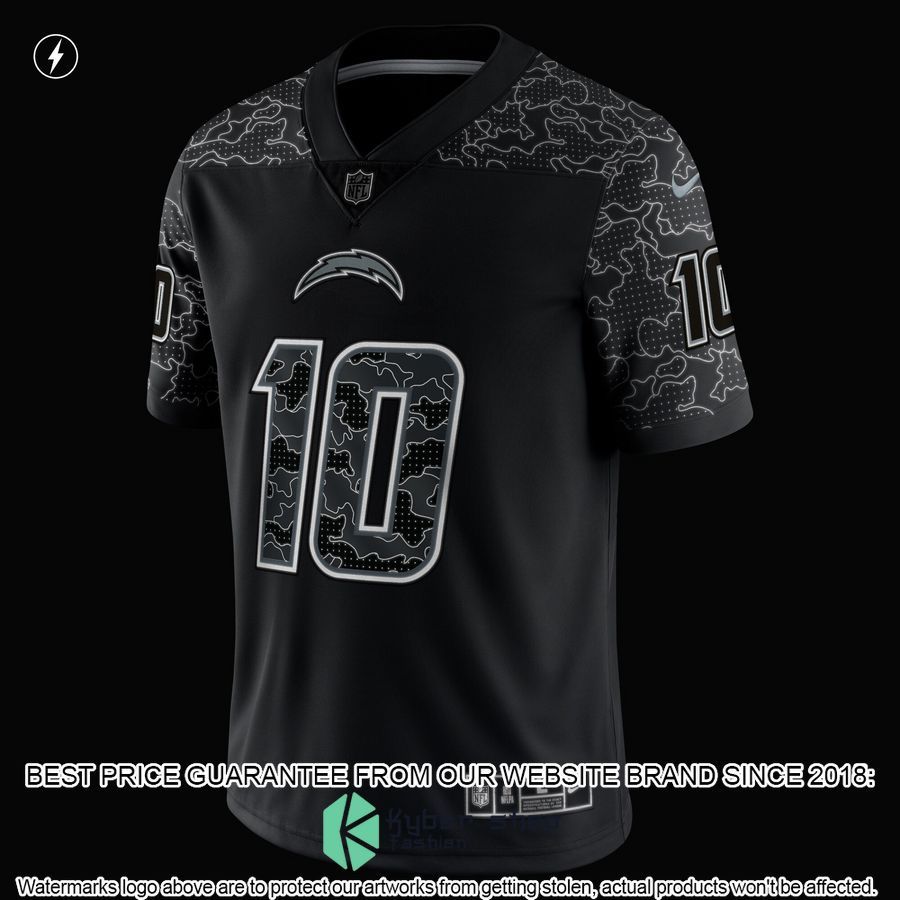 Justin Herbert Los Angeles Chargers RFLCTV Black Football Jersey 4 Justin Herbert Los Angeles Chargers RFLCTV Black Football Jersey word1
