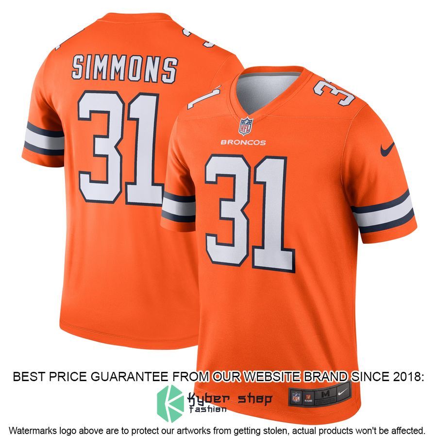 Justin Simmons Denver Broncos Alternate Legend Orange Football Jersey