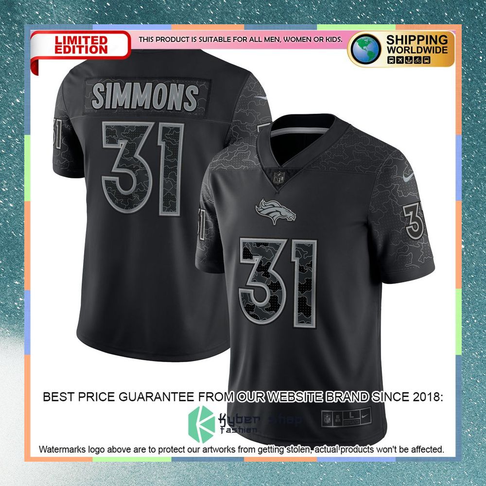 Justin Simmons Denver Broncos RFLCTV Black Football Jersey 5 Justin Simmons Denver Broncos RFLCTV Black Football Jersey word2