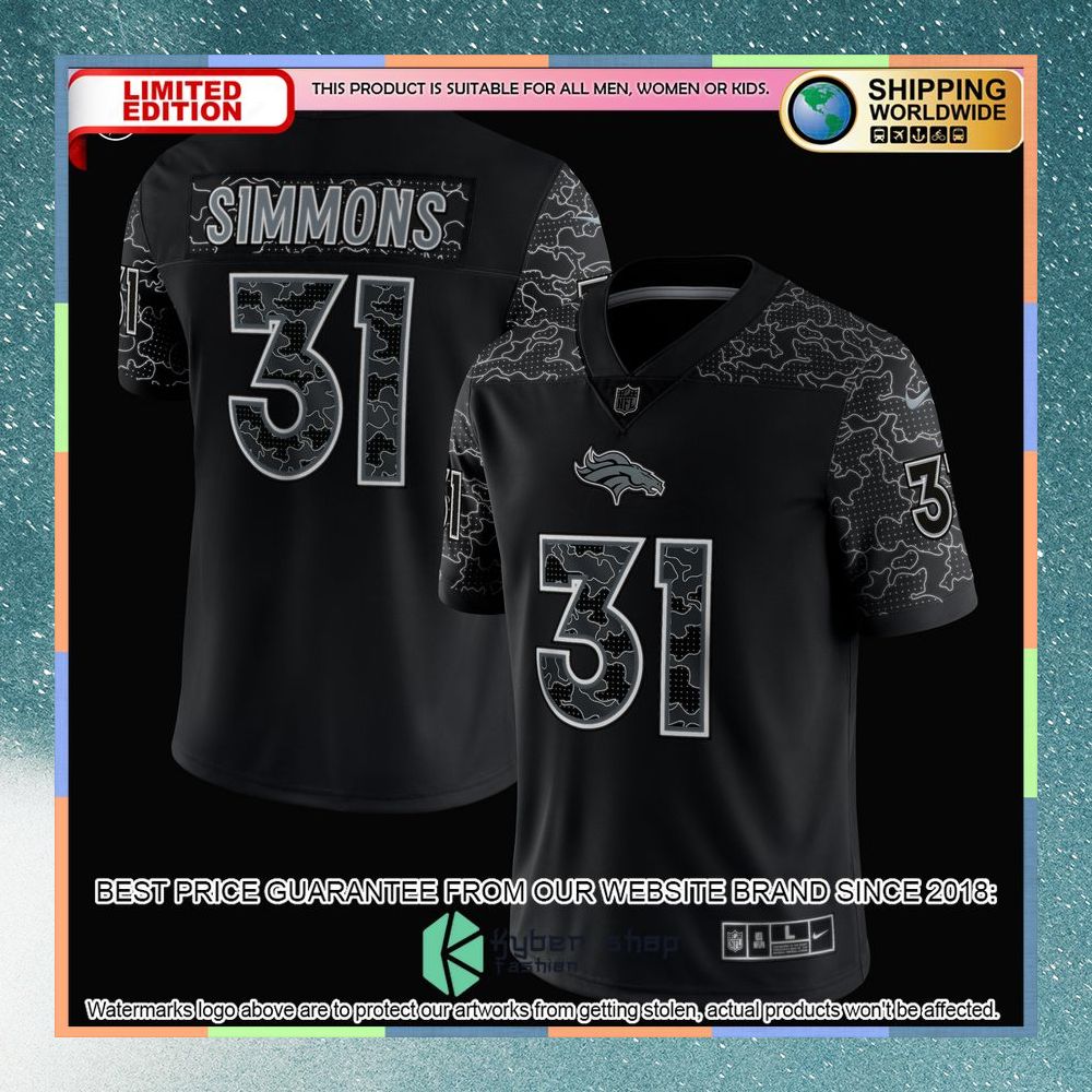 Justin Simmons Denver Broncos RFLCTV Black Football Jersey 6 Justin Simmons Denver Broncos RFLCTV Black Football Jersey word2