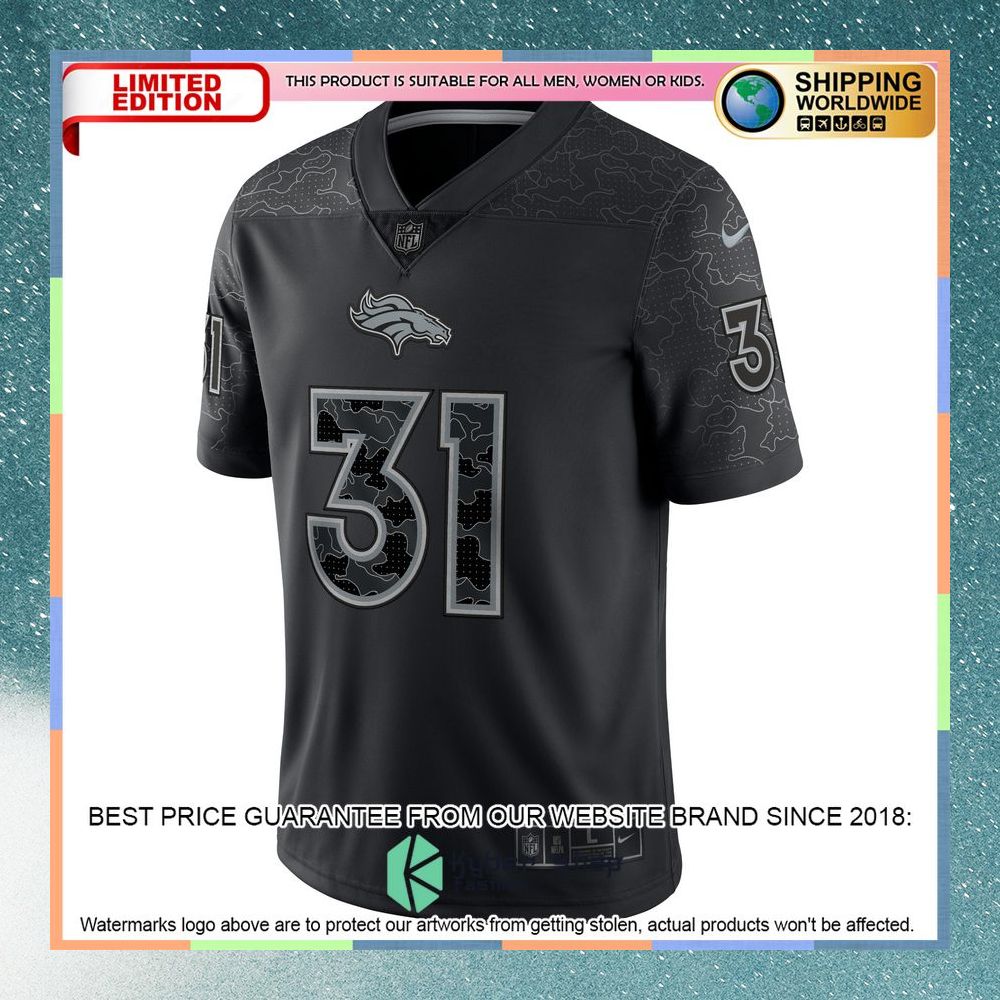 Justin Simmons Denver Broncos RFLCTV Black Football Jersey 7 Justin Simmons Denver Broncos RFLCTV Black Football Jersey word2