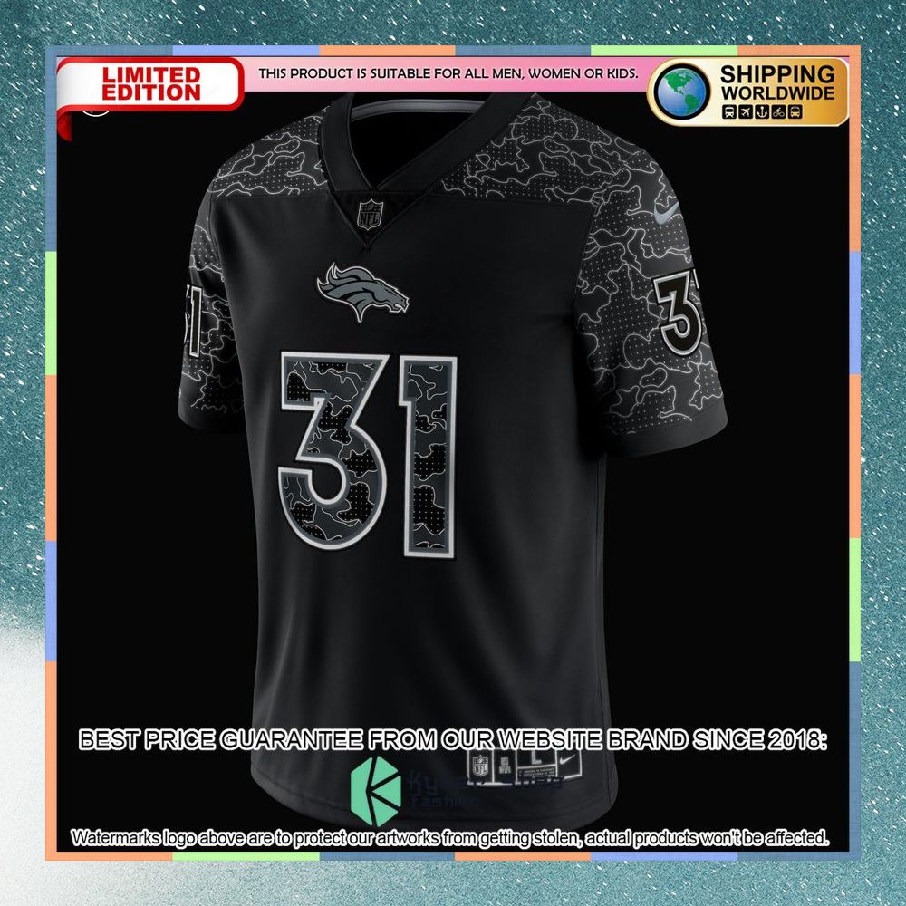 Justin Simmons Denver Broncos RFLCTV Black Football Jersey 8 Justin Simmons Denver Broncos RFLCTV Black Football Jersey word2