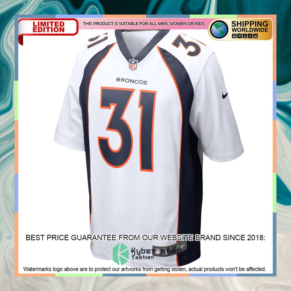 Justin Simmons Denver Broncos White Football Jersey 8 Justin Simmons Denver Broncos White Football Jersey word1