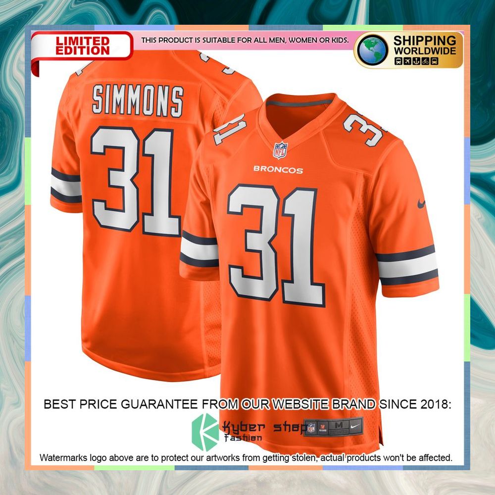Justin Simmons Denver Broncos White Football Jersey 12 Justin Simmons Denver Broncos White Football Jersey word1
