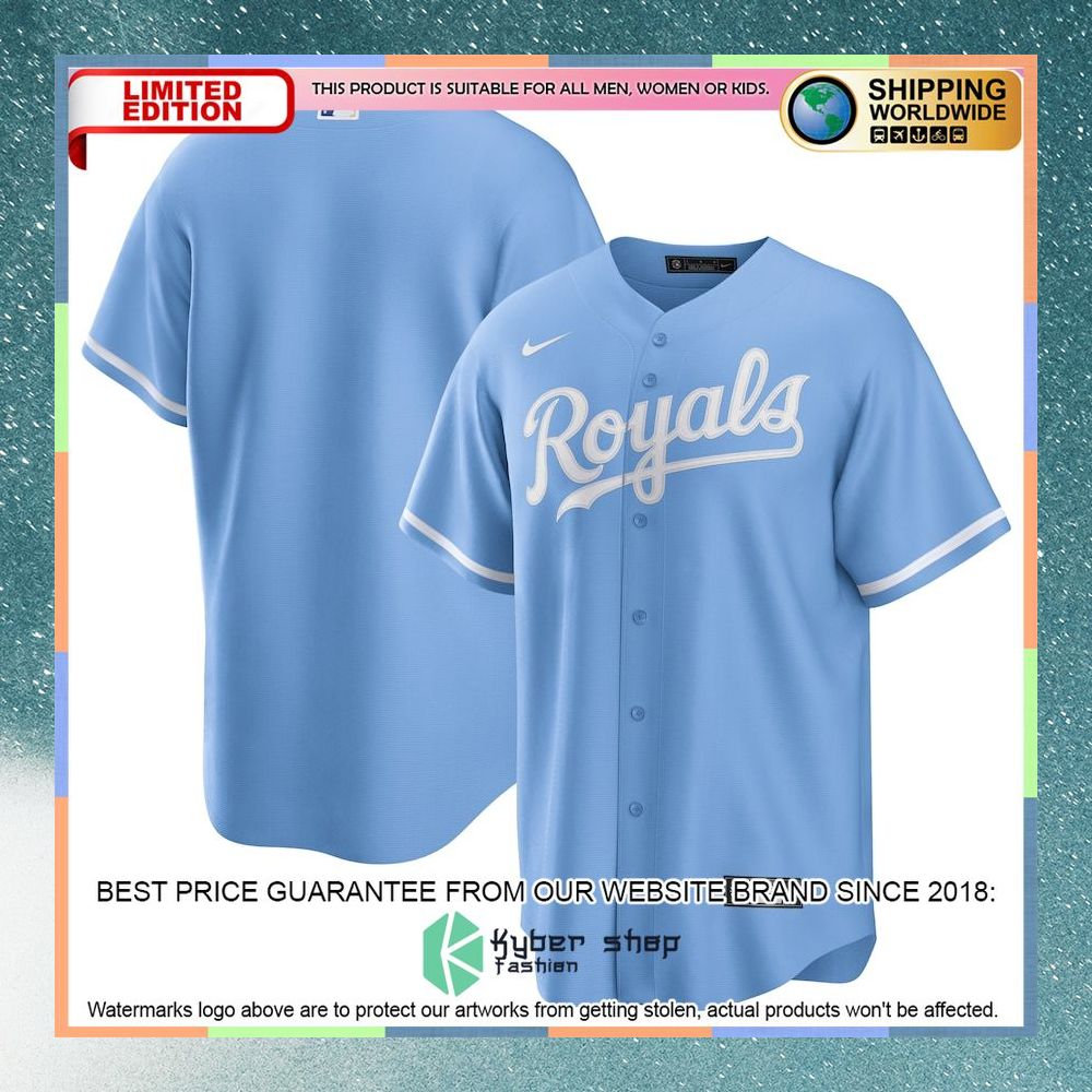 Kansas City Royals Alternate Team Logo Light Blue Baseball Jersey 4 Kansas City Royals Alternate Team Logo Light Blue Baseball Jersey word3
