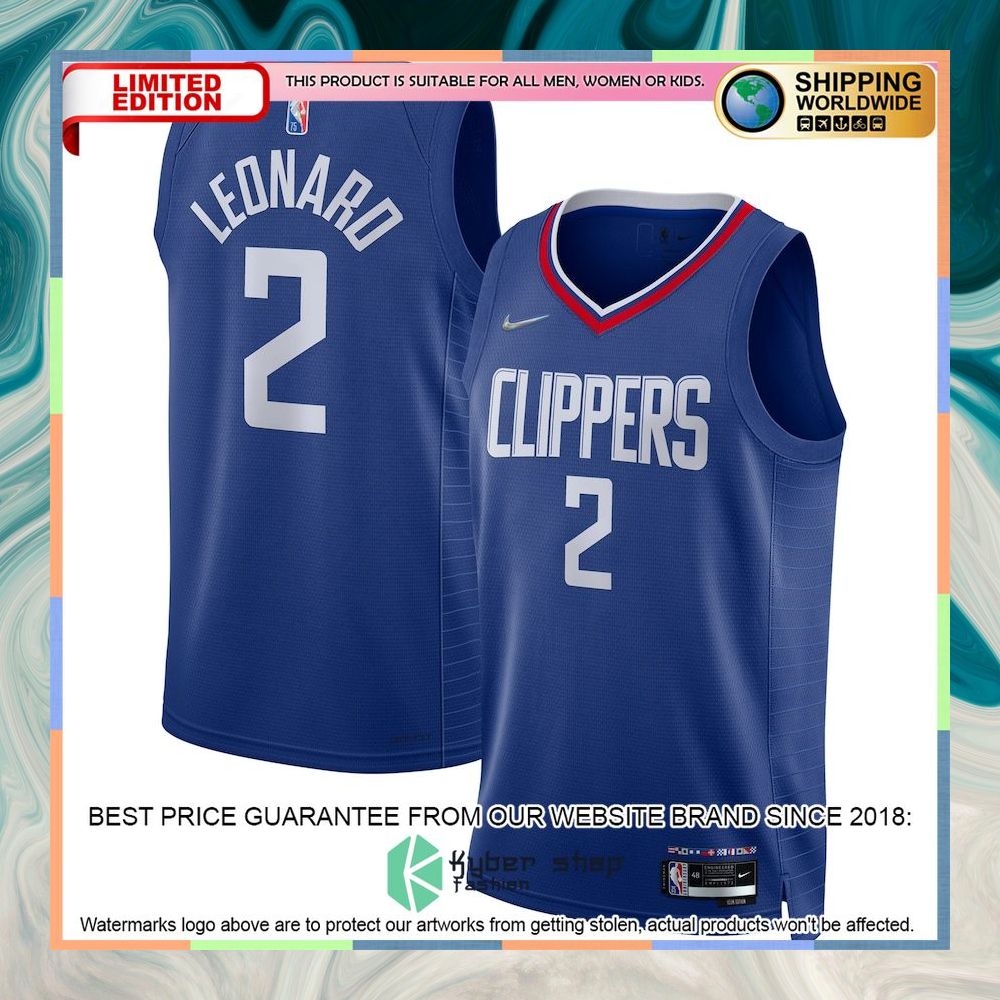 Kawhi Leonard LA Clippers Nike 2021-22 Diamond Royal Basketball Jersey 4 Kawhi Leonard LA Clippers Nike 2021-22 Diamond Royal Basketball Jersey word1