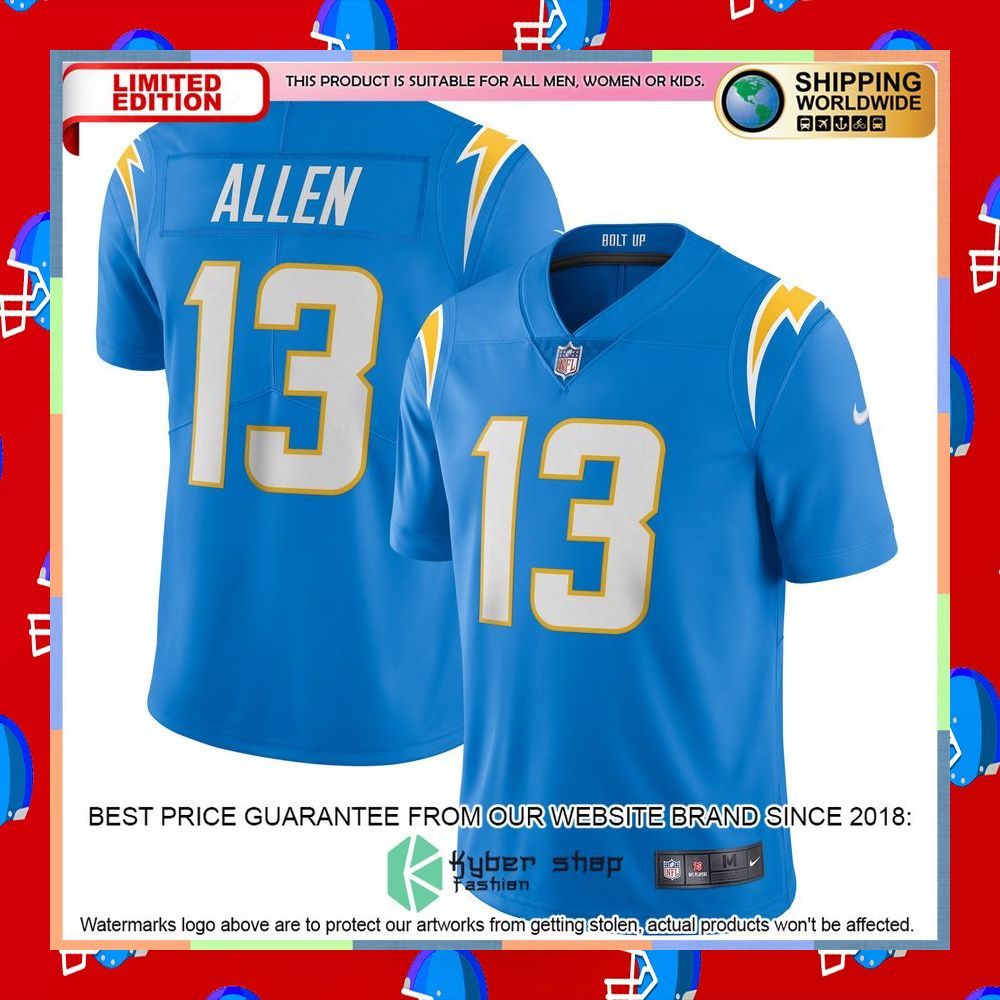 Keenan Allen Los Angeles Chargers Vapor Powder Blue Football Jersey 5 Keenan Allen Los Angeles Chargers Vapor Powder Blue Football Jersey word3