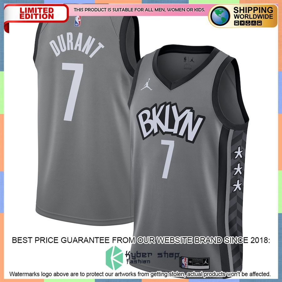 Kevin Durant Brooklyn Nets Jordan Brand 2020-21 Gray Basketball Jersey