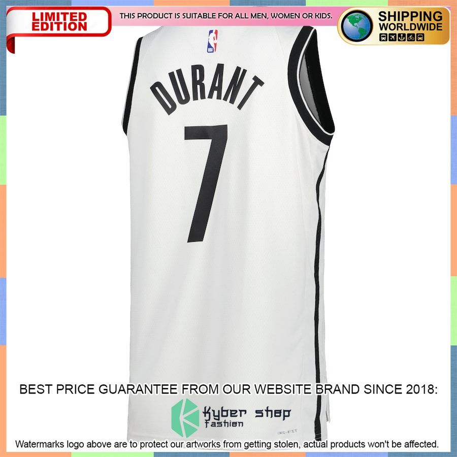 Kevin Durant Brooklyn Nets Nike 2022-23 White Basketball Jersey 3 Kevin Durant Brooklyn Nets Nike 2022-23 White Basketball Jersey word1