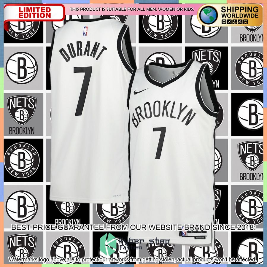Kevin Durant Brooklyn Nets Nike 2022-23 White Basketball Jersey 4 Kevin Durant Brooklyn Nets Nike 2022-23 White Basketball Jersey word1