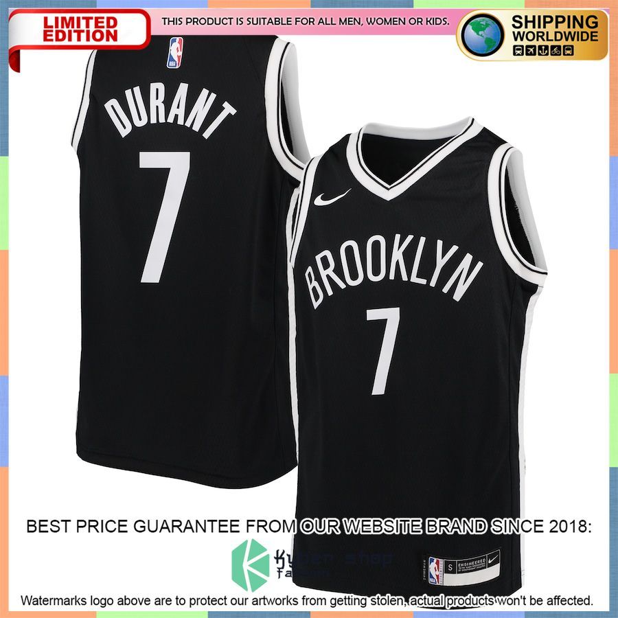 Kevin Durant Brooklyn Nets Nike Youth Black Basketball Jersey
