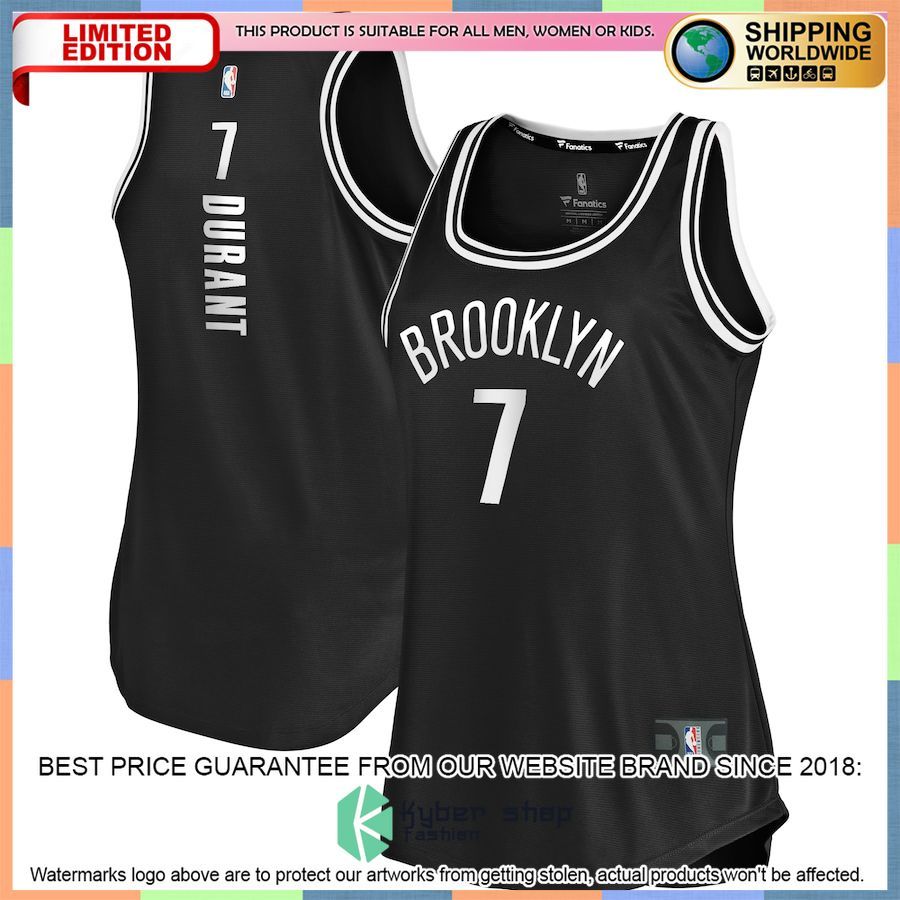 Kevin Durant Brooklyn Nets Women's Tank Black Basketball Jersey